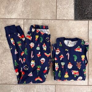 Hanna Andersson Women’s Pajama Set - Navy with Colorful Holiday Print